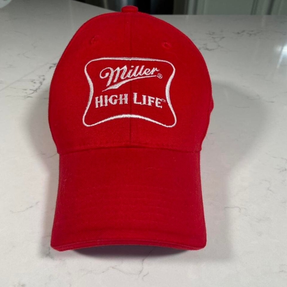 Miller High Life Vintage Style Adjustable Hat – Red – Embroidered Logo
